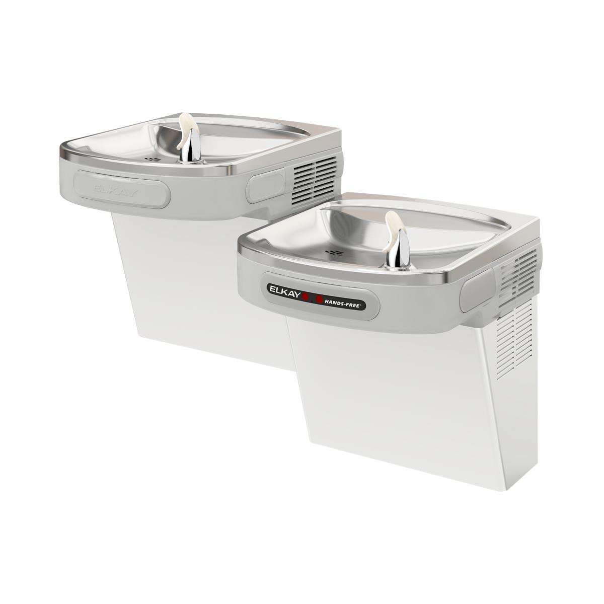 Elkay Wall Mount Versatile Hands-free Activation Bi-level ADA Cooler Non-filtered Refrigerated Stainless