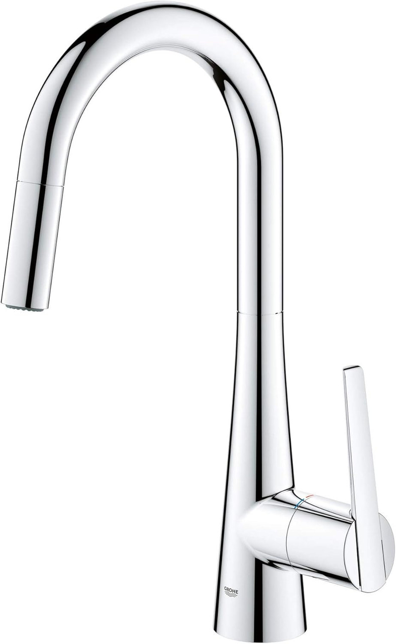 Grohe 32226003 Zedra Single-Handle Pull Down Kitchen Faucet Dual Spray 1.75 GPM In Starlight Chrome Finish