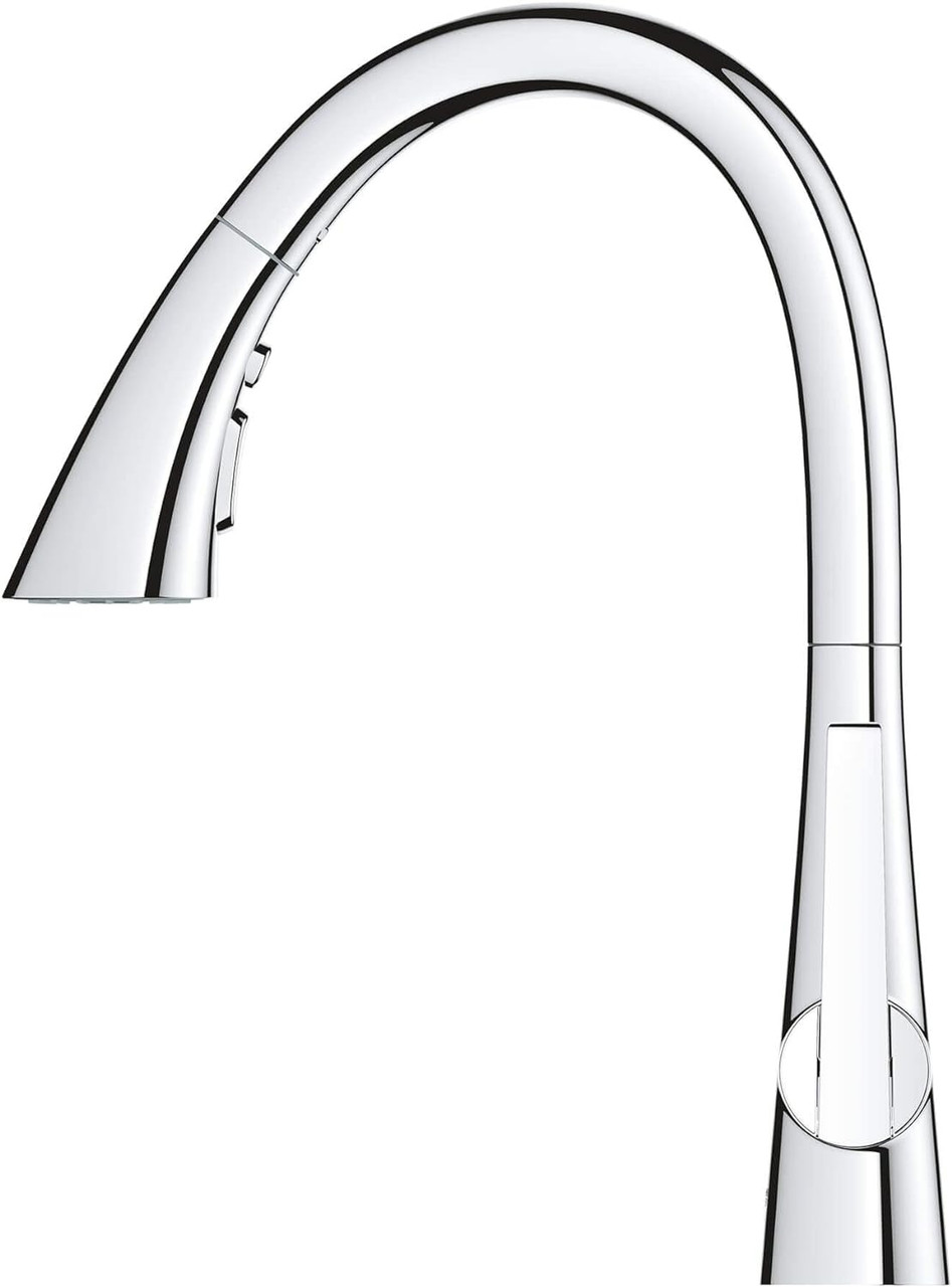 Grohe 32298003 Zedra Single-Handle Pull Down Kitchen Faucet Triple Spray 1.75 GPM In Starlight Chrome Finish