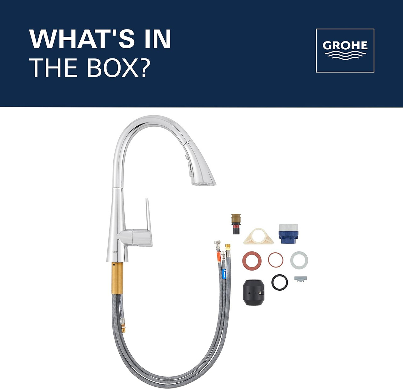 Grohe 32298003 Zedra Single-Handle Pull Down Kitchen Faucet Triple Spray 1.75 GPM In Starlight Chrome Finish