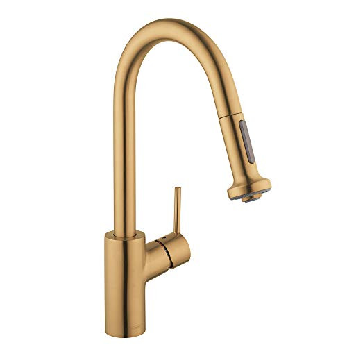 Hansgrohe 14877251 Talis S2 High Arc Kitchen Faucet, 2-Spray Pull-Down, 1.75 GPM in Brushed Gold Optic