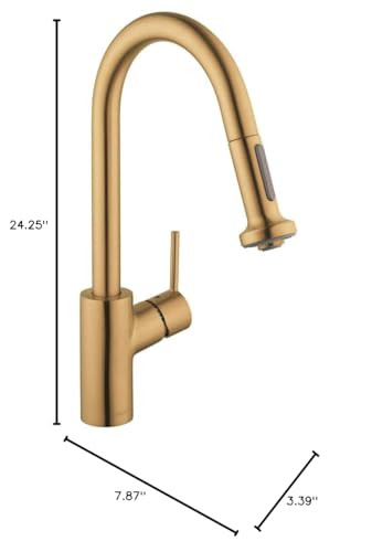 Hansgrohe 14877251 Talis S2 High Arc Kitchen Faucet, 2-Spray Pull-Down, 1.75 GPM in Brushed Gold Optic