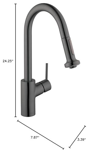 Hansgrohe 14877341 Talis S2 High Arc Kitchen Faucet, 2-Spray Pull-Down, 1.75 GPM in Brushed Black Chrome