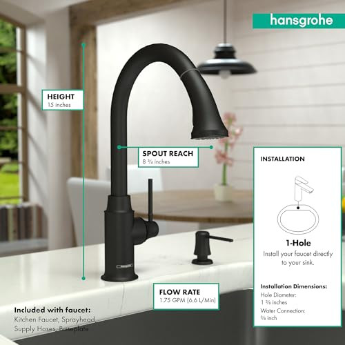 Hansgrohe 04215670 Talis C High Arc Kitchen Faucet, 2-Spray Pull-Down, 1.75 GPM in Matte Black