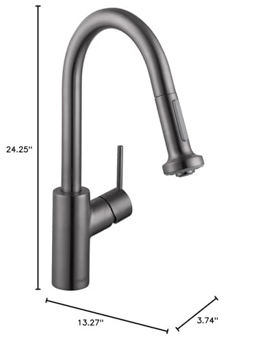 Hansgrohe 04286340 Talis S2 Prep Kitchen Faucet, 2-Spray Pull-Down, 1.75 GPM in Brushed Black Chrome
