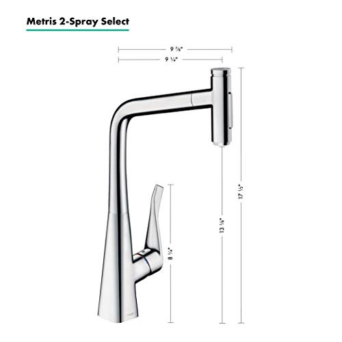 Hansgrohe 73820001 Metris Select High Arc Kitchen Faucet, 2-Spray Pull-Out, 1.75 GPM in Chrome