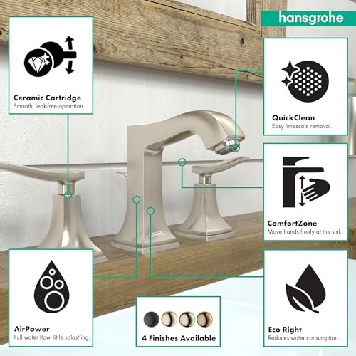 Hansgrohe 31330821 Metropol Classic Widespread Faucet 110 with Lever Handles and Pop-Up Drain, 1.2 GPM in Brushed Nickel