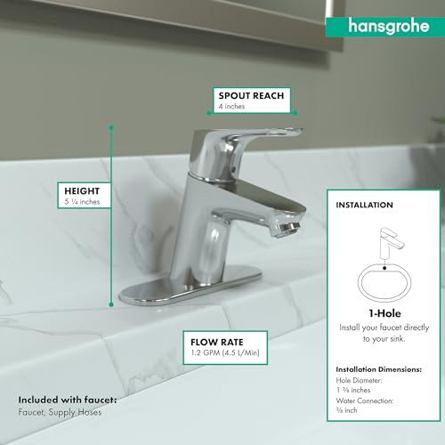 Hansgrohe 04510000 Focus Single-Hole Faucet 70, 1.2 GPM in Chrome