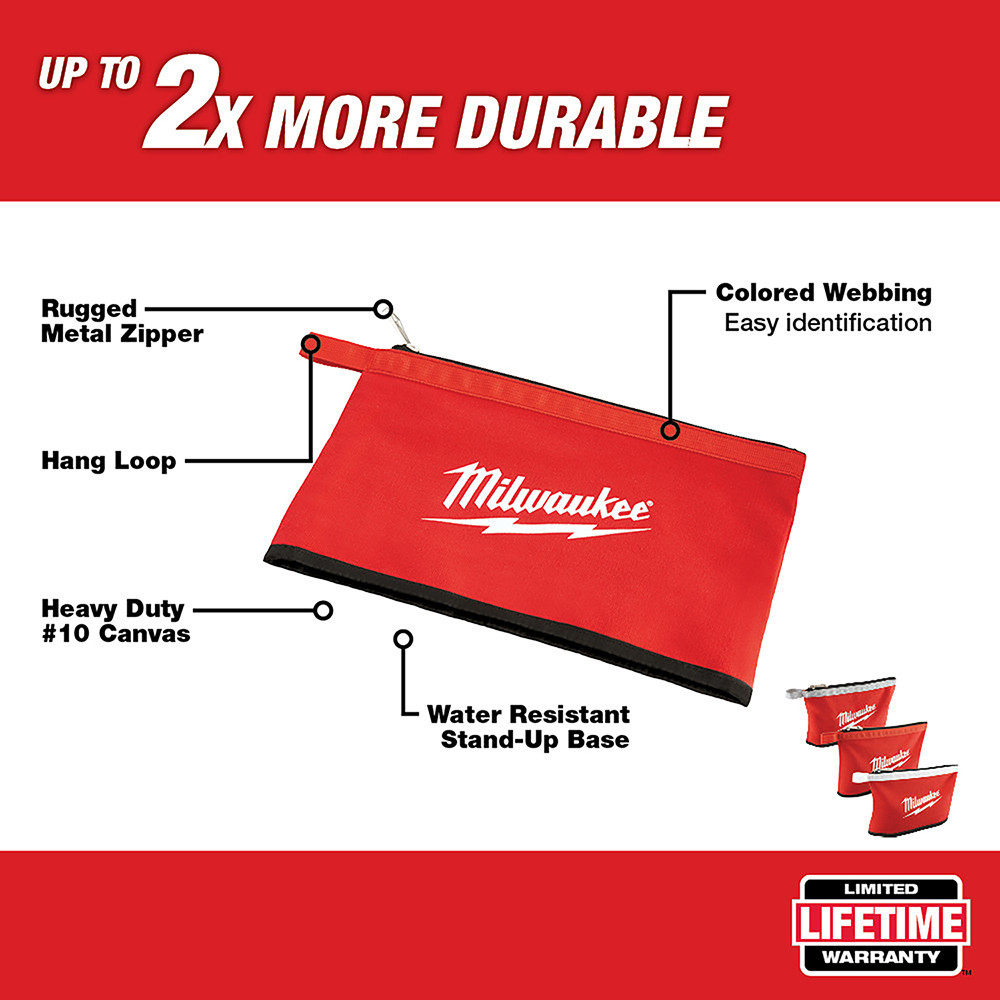Milwaukee 48-22-8193 Canvas Zipper Pouch - 3 Pack