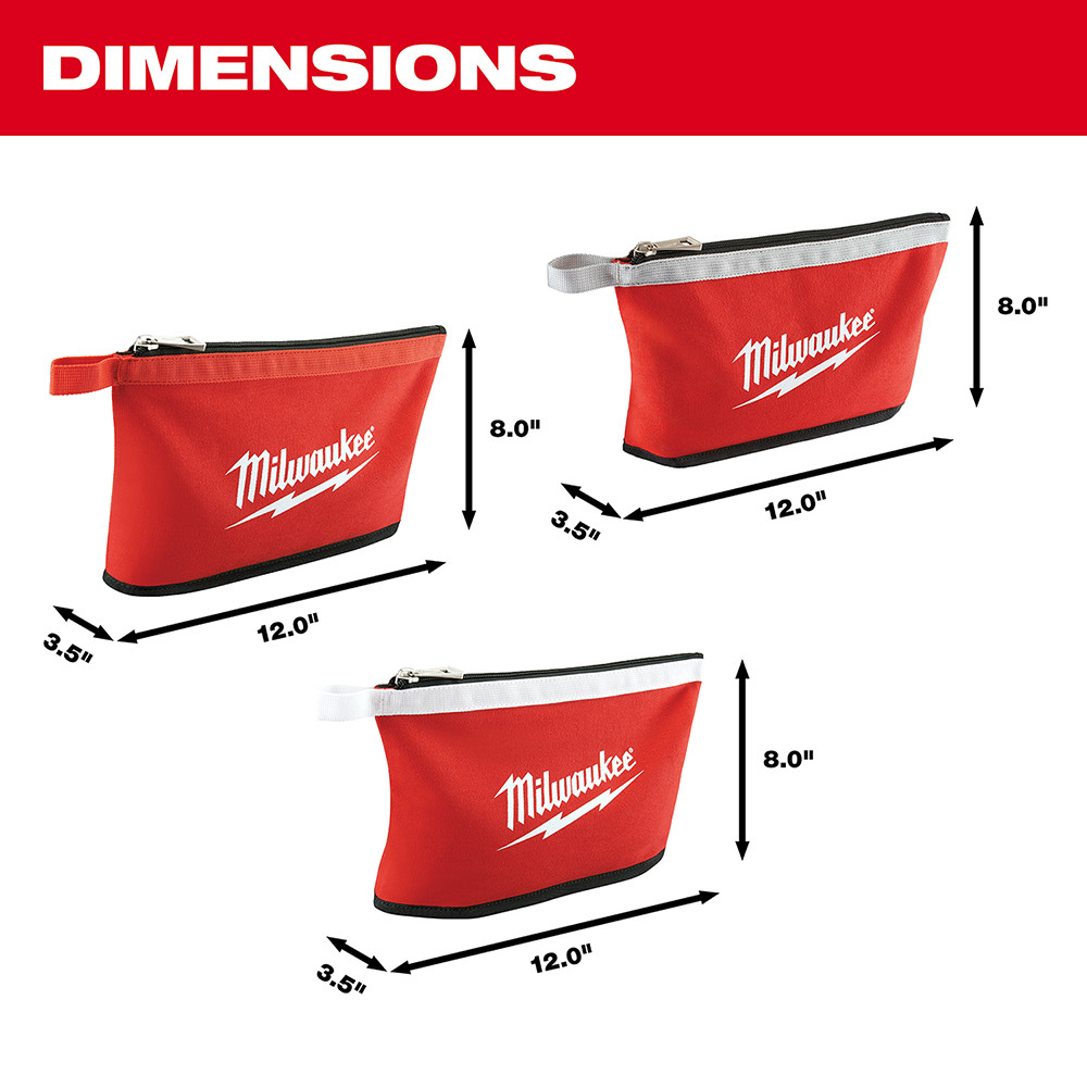 Milwaukee 48-22-8193 Canvas Zipper Pouch - 3 Pack