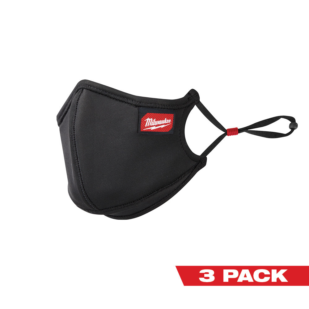 Milwaukee 48-73-4235 Small/Medium Black 3-Layer Reusable Performance Face Mask (3-Pack)
