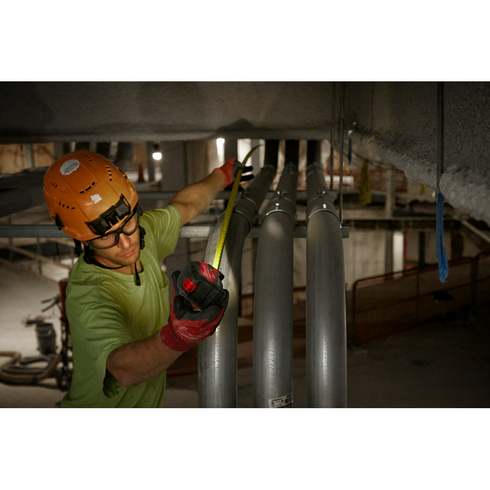 Milwaukee 48-22-0428 25ft Compact Wide Blade Magnetic Tape Measure with Rechargeable 100 Lumen Light