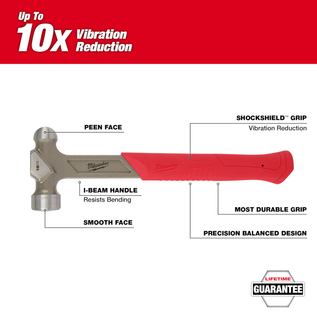 Milwaukee 48-22-9140 16oz Dead Blow Ball Peen Hammer