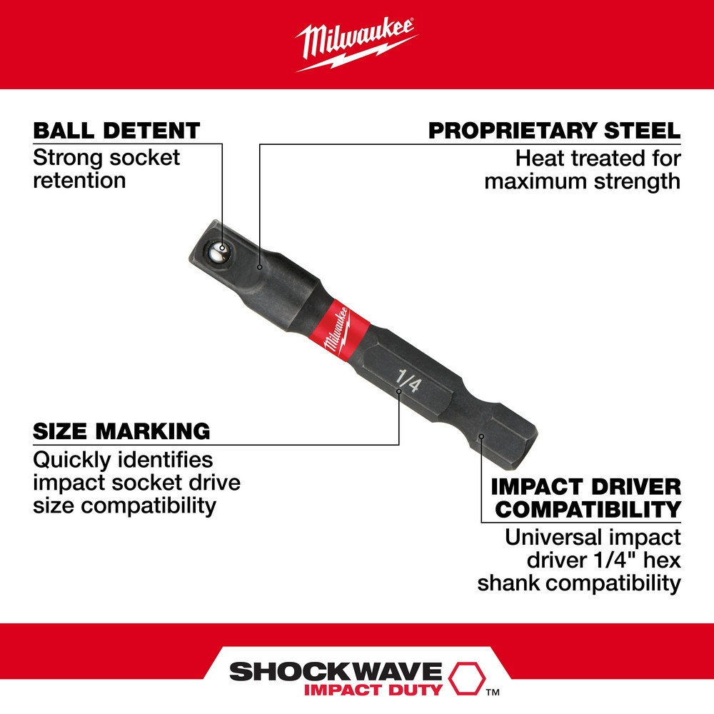 Milwaukee 48-32-5030 Shockwave 1/4 in. Hex Shank to 1/4 in. Socket Adapter