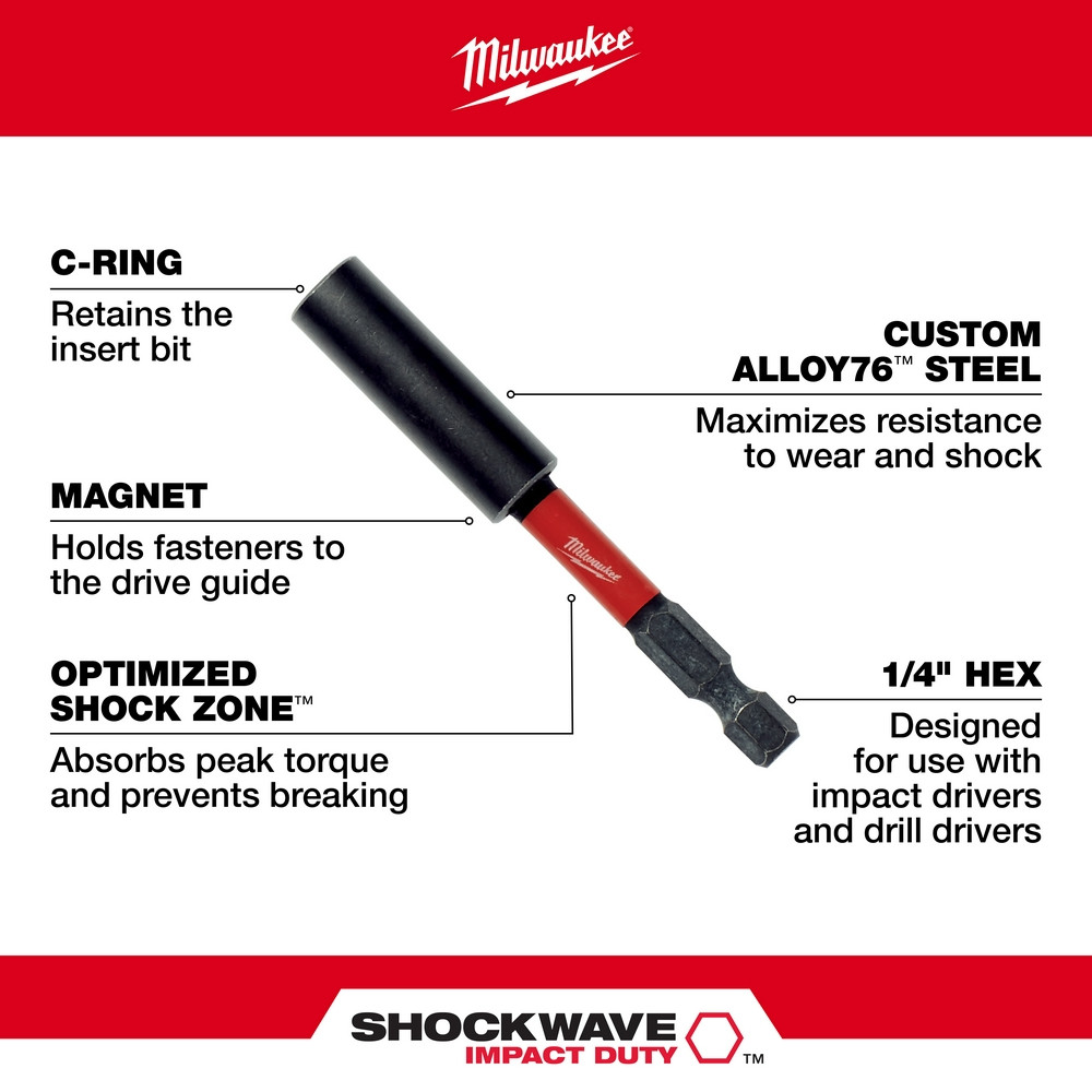 Milwaukee 48-32-4502 Shockwave 2.36 in. Compact Magnetic Bit Tip Holder
