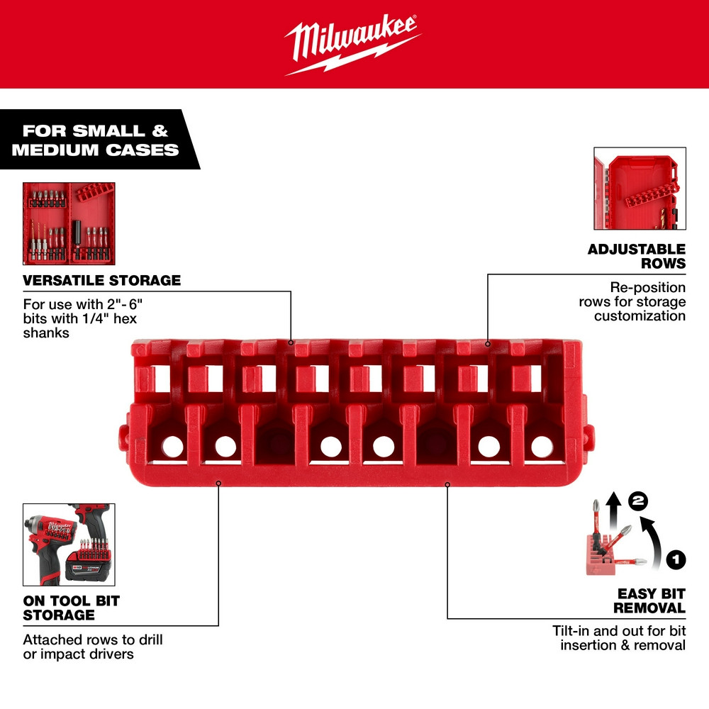 Milwaukee 48-32-9933 Small & Medium Case Rows for Impact Driver Accessories 5PK