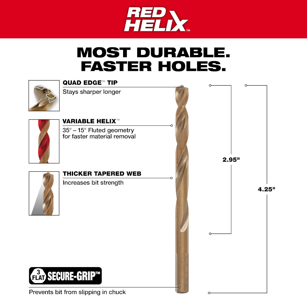 Milwaukee 48-89-2315 RED HELIX Cobalt 9/32" Drill Bit
