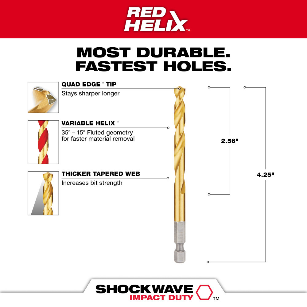 Milwaukee 48-89-4615 9/32 in. Titanium Shockwave Drill Bit