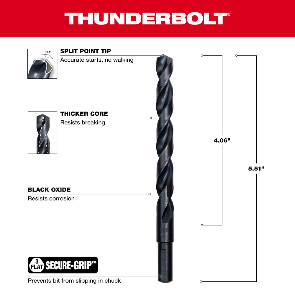Milwaukee 48-89-2734 7/16 in. Thunderbolt Black Oxide Drill Bit