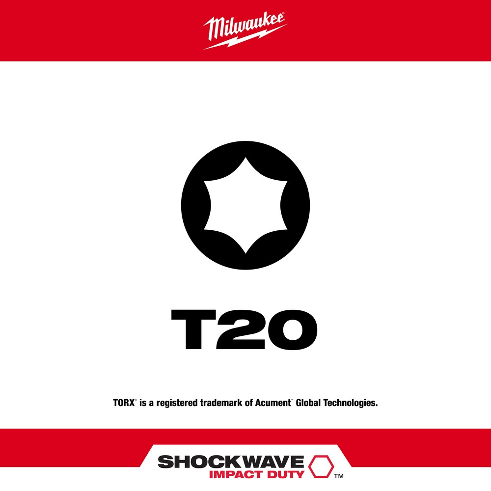 Milwaukee 48-32-4684 Shockwave 2 in. T20 Impact Driver Bits 5PK