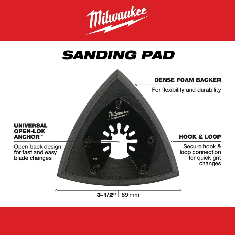 Milwaukee 49-25-2001 Milwaukee OPEN-LOK 3-1/2" TRIANGLE SANDING PAD 1PK
