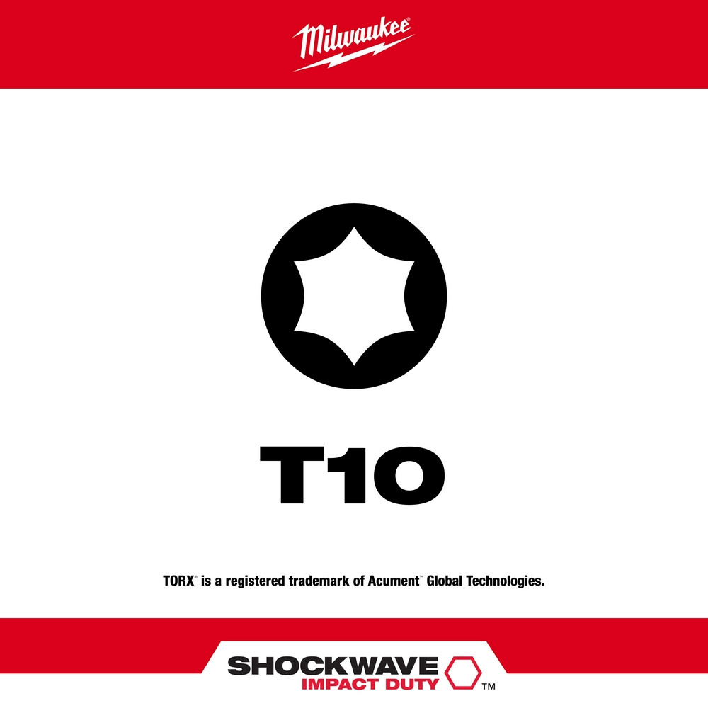 Milwaukee 48-32-4576 Shockwave 3.5 in. T10 Impact Driver Bits 5PK