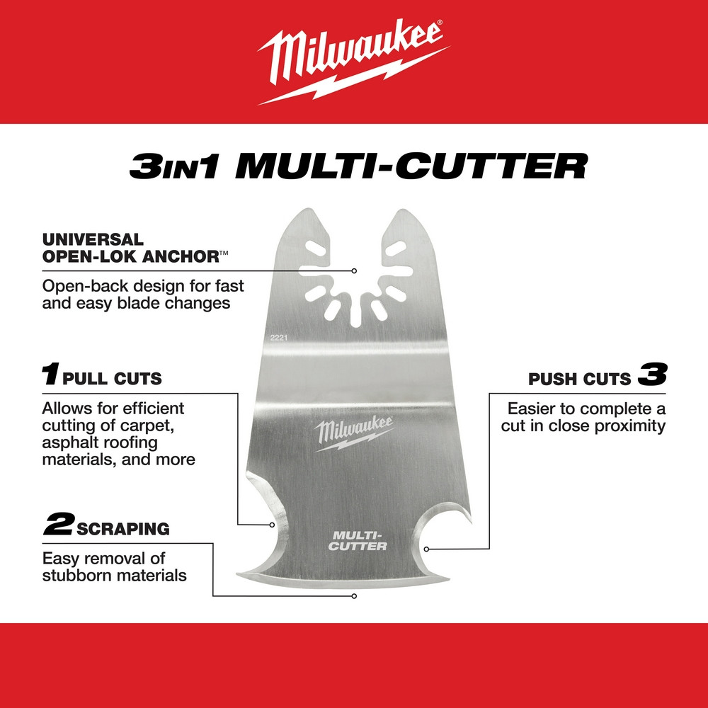 Milwaukee 49-25-2221 Milwaukee OPEN-LOK 3-IN-1 MULTI-CUTTER SCRAPER BLADE 1PK