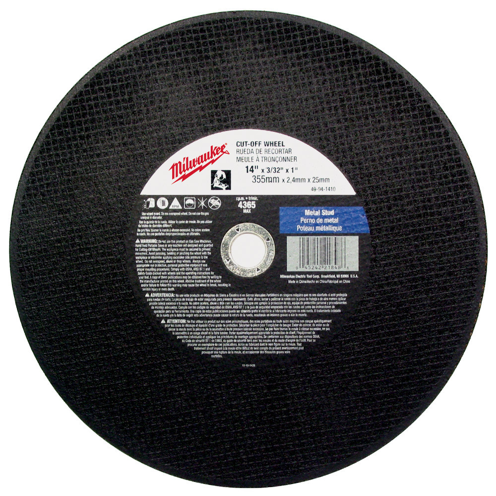 Milwaukee 49-94-1280 12 in. x 1/8 in. x 20 mm Cut-Off Wheel (Type 1)