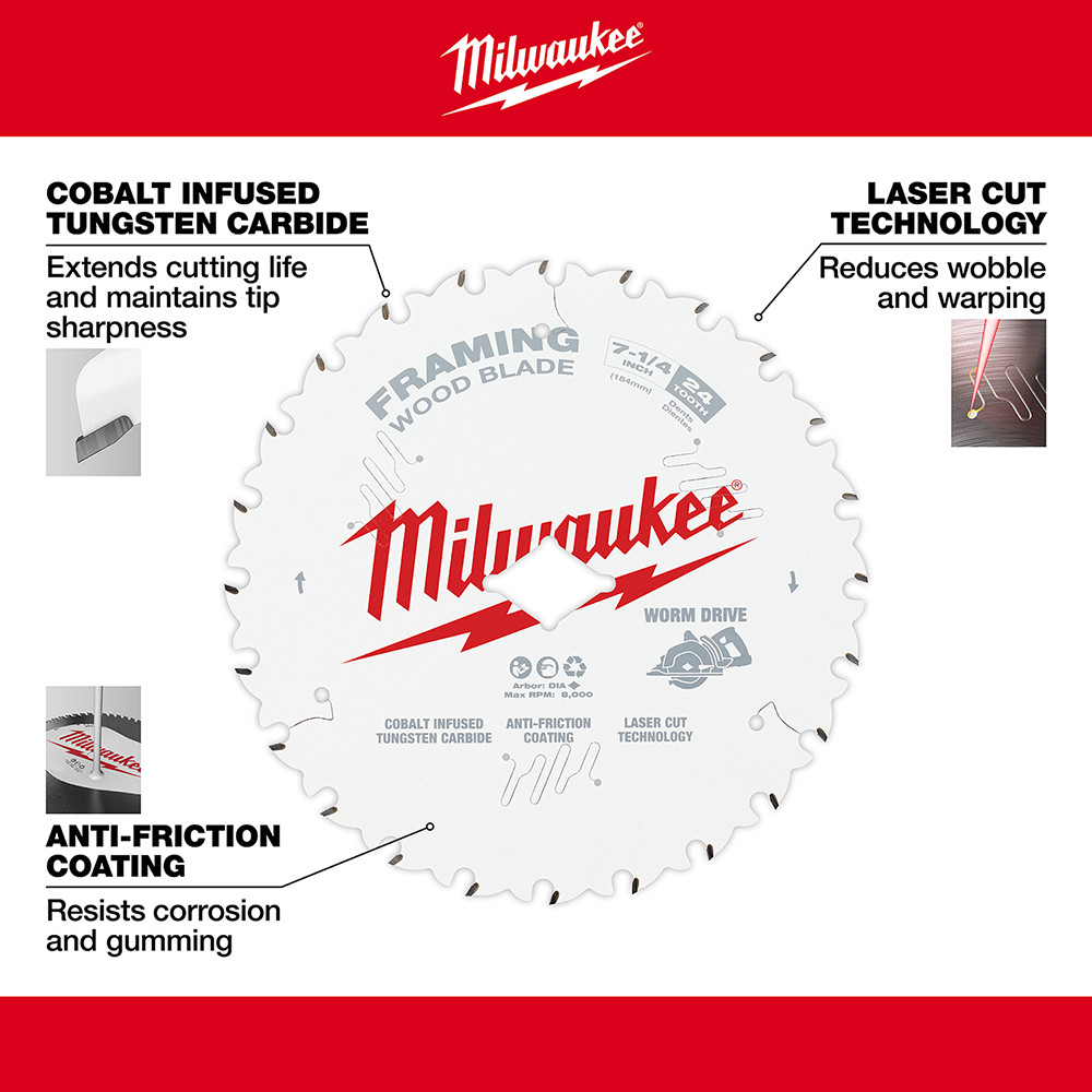 Milwaukee 48-41-0723 7-1/4 in. 24T Worm Drive Framing Circular Saw Blade