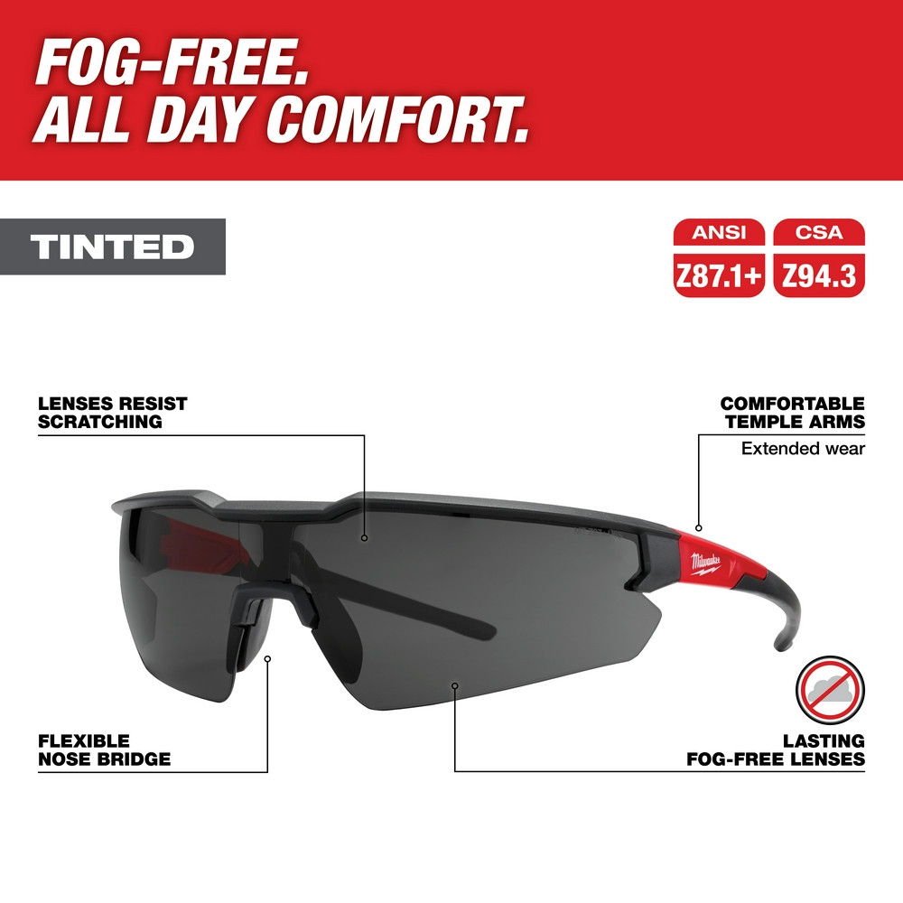 Milwaukee 48-73-2018 Safety Glasses - Tinted Fog-Free Lenses (Polybag)