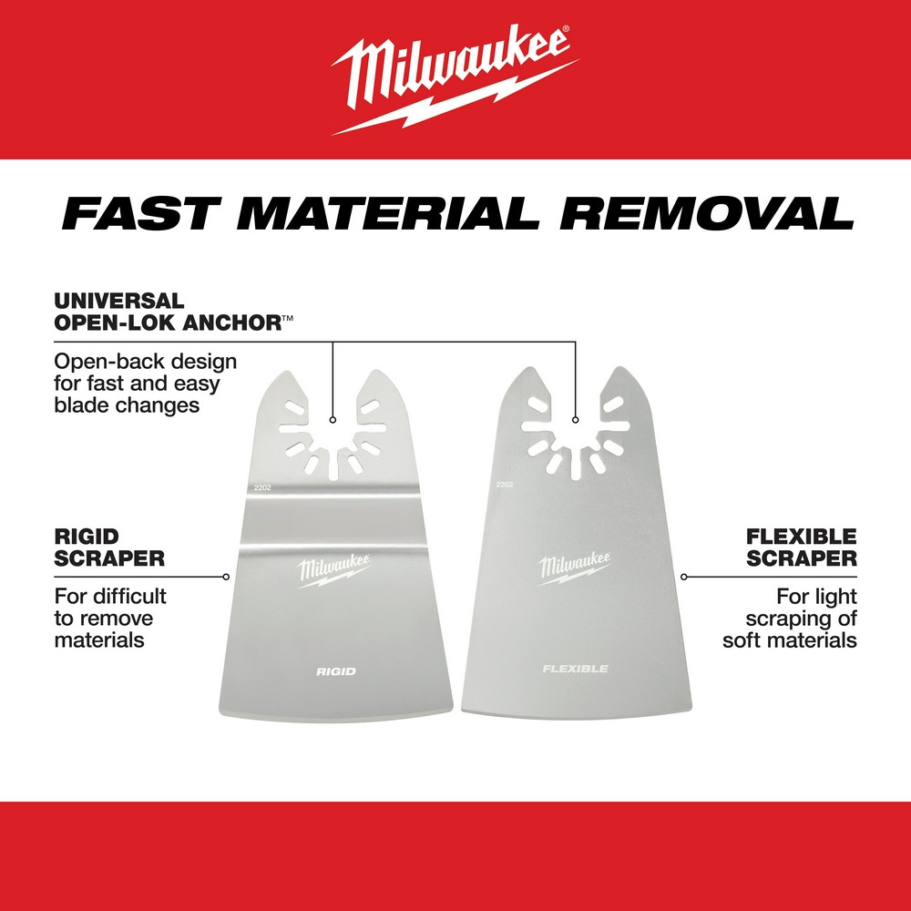Milwaukee 49-25-2202 Milwaukee OPEN-LOK 2" RIGID & 2" FLEXIBLE SCRAPER VARIETY PACK 2PC
