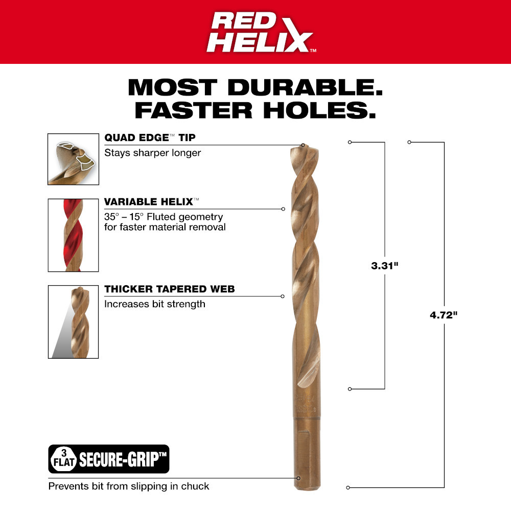 Milwaukee 48-89-2322 RED HELIX Cobalt 25/64" Drill Bit