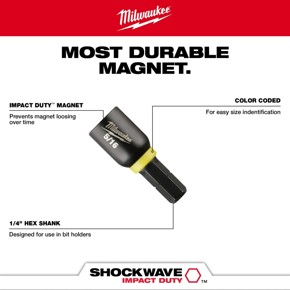 Milwaukee 49-66-4516 Shockwave Impact Duty 7/16" Insert Magnetic Nut Driver 3PK