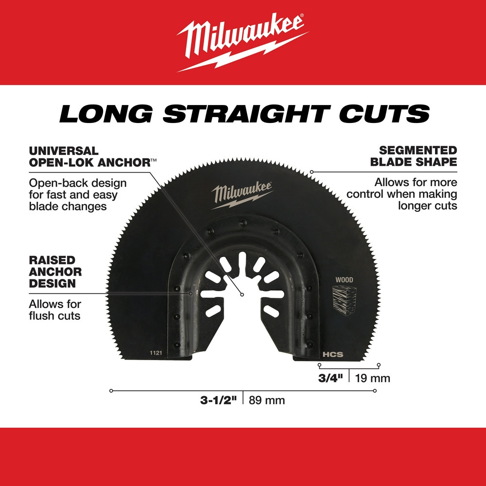 Milwaukee 49-25-1121 Milwaukee OPEN-LOK 3-1/2" HCS SEGMENTED WOOD BLADE 1PK