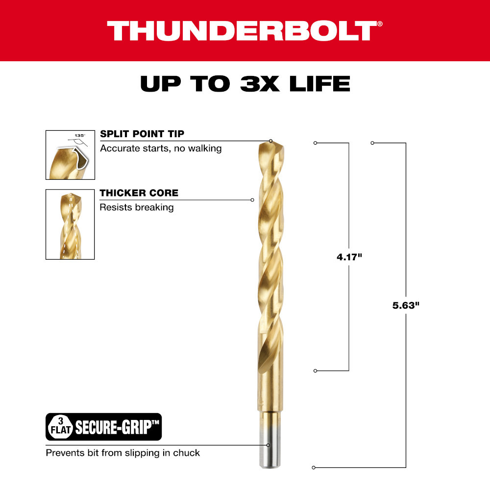 Milwaukee 48-89-2226 29/64 in. Thunderbolt Titanium Coated Drill Bit