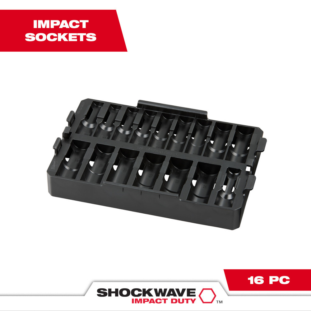 Milwaukee 49-66-6833 Shockwave Impact Duty Socket 1/2" Dr 16PC Tray Only