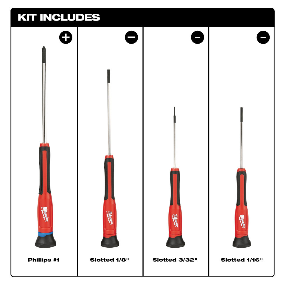 Milwaukee 48-22-2604 4-Piece Precision Screwdriver Set