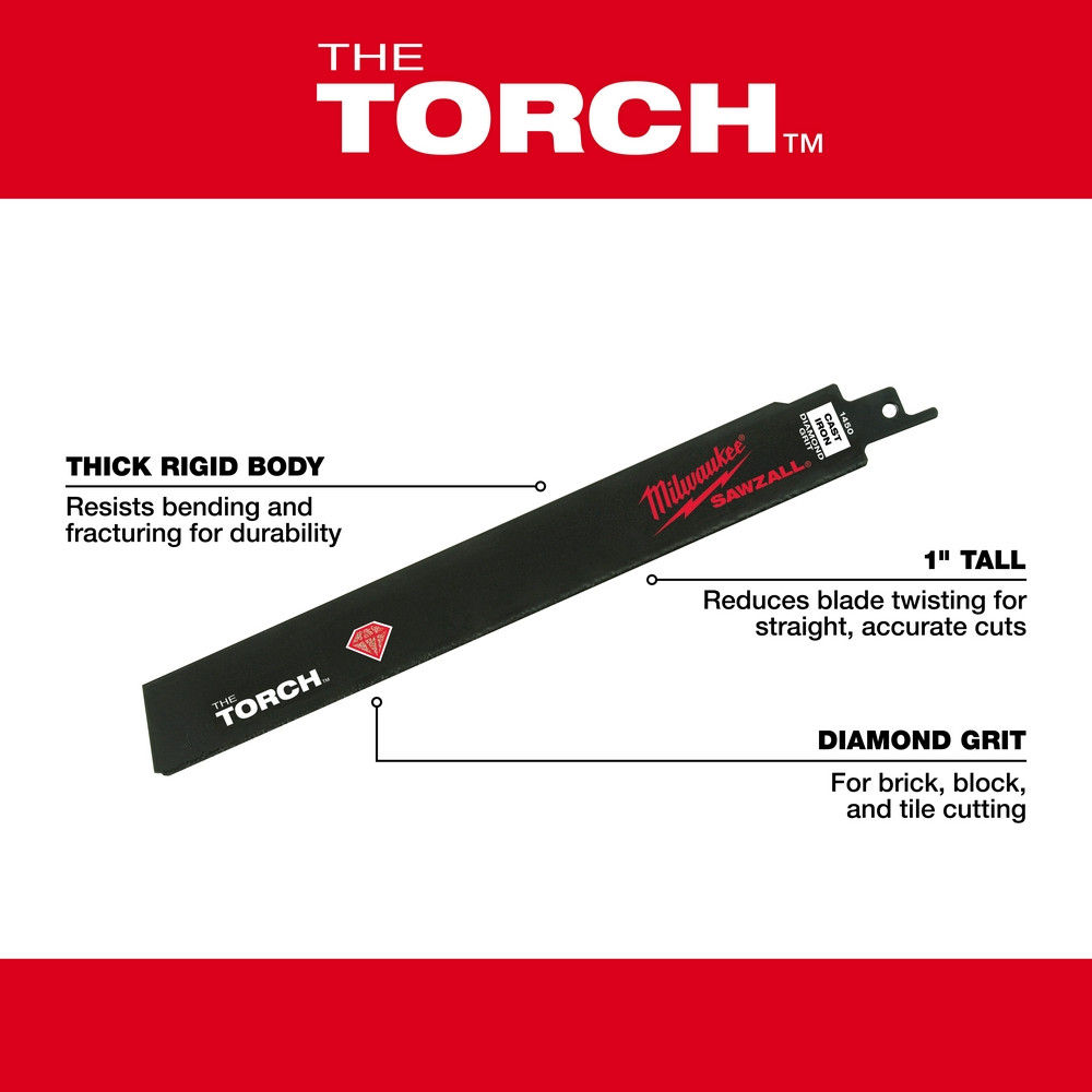 Milwaukee 48-00-1450 9 in. Diamond Grit the Torch SAWZALL Blade