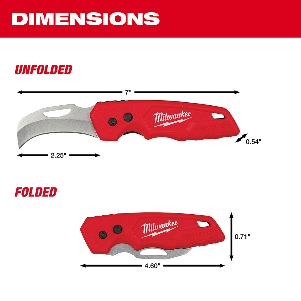 Milwaukee 48-22-1525 FASTBACK Hawkbill Folding Pocket Knife