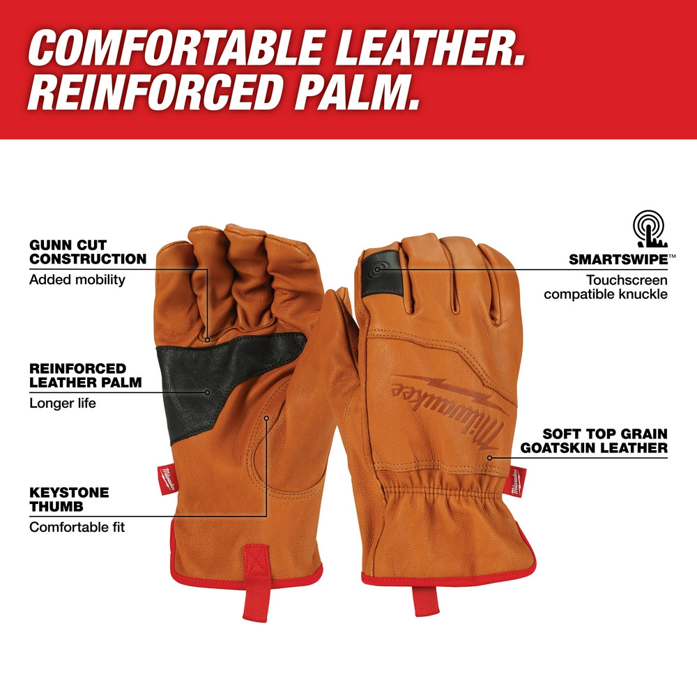 Milwaukee 48-73-0012 Goatskin Leather Gloves - L