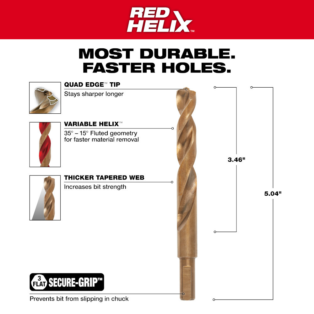 Milwaukee 48-89-2328 RED HELIX Cobalt 31/64"" Drill Bit
