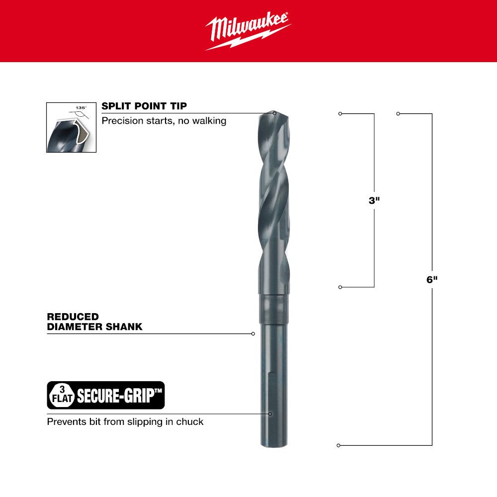 Milwaukee 48-89-2741 19/32 in. S&D Black Oxide Drill Bit