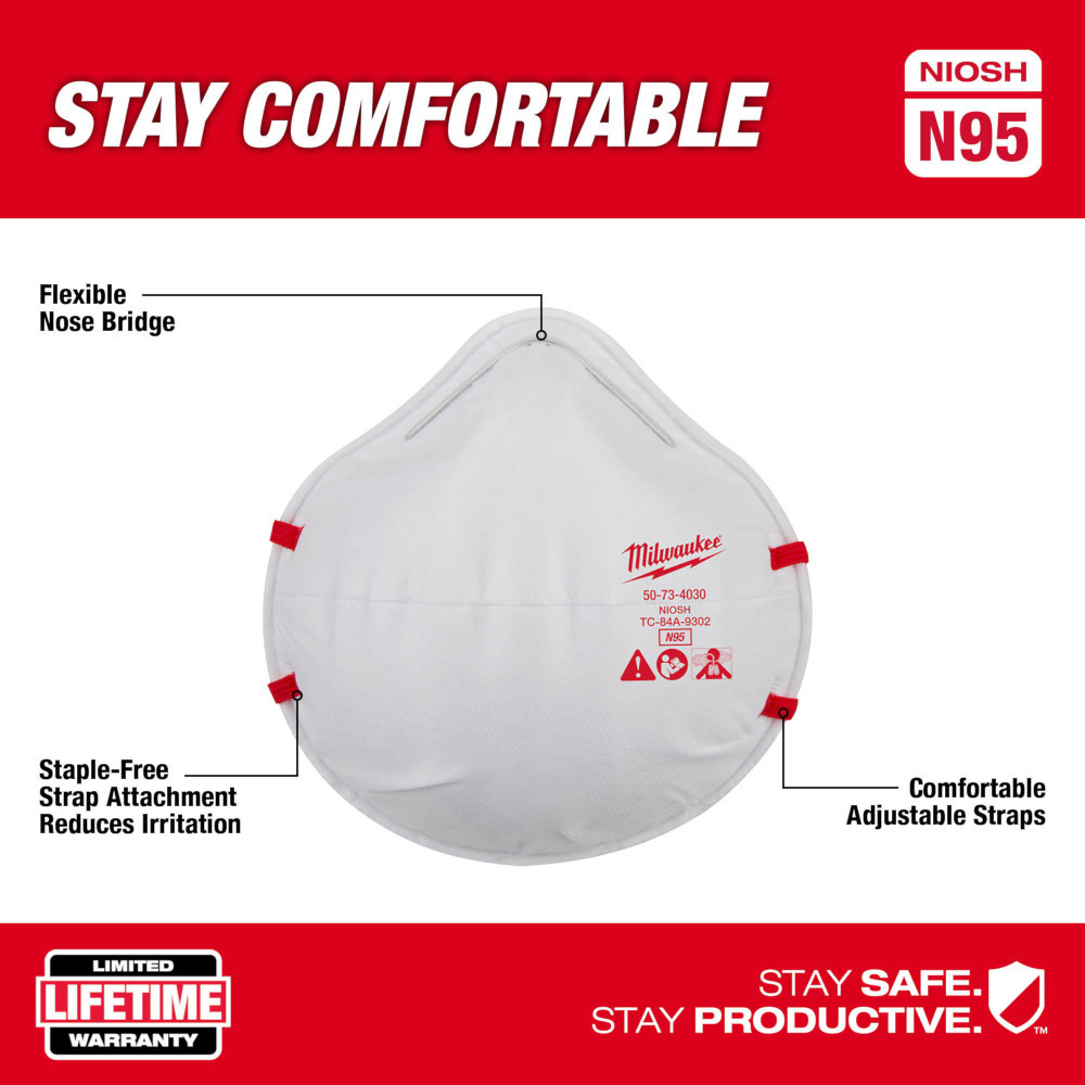 Milwaukee 48-73-4034 10PK N95 Respirator