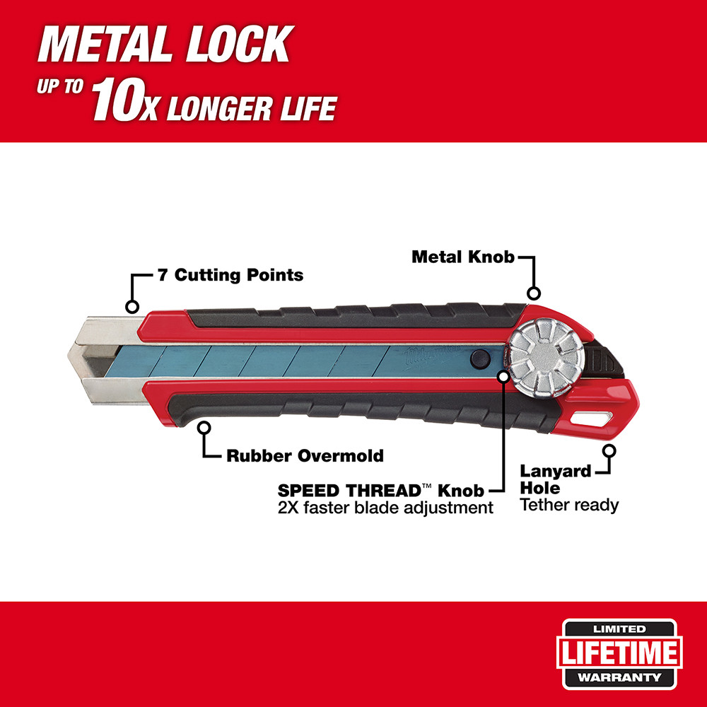 Milwaukee 48-22-1962 25mm Snap-Off Knife Metal Lock