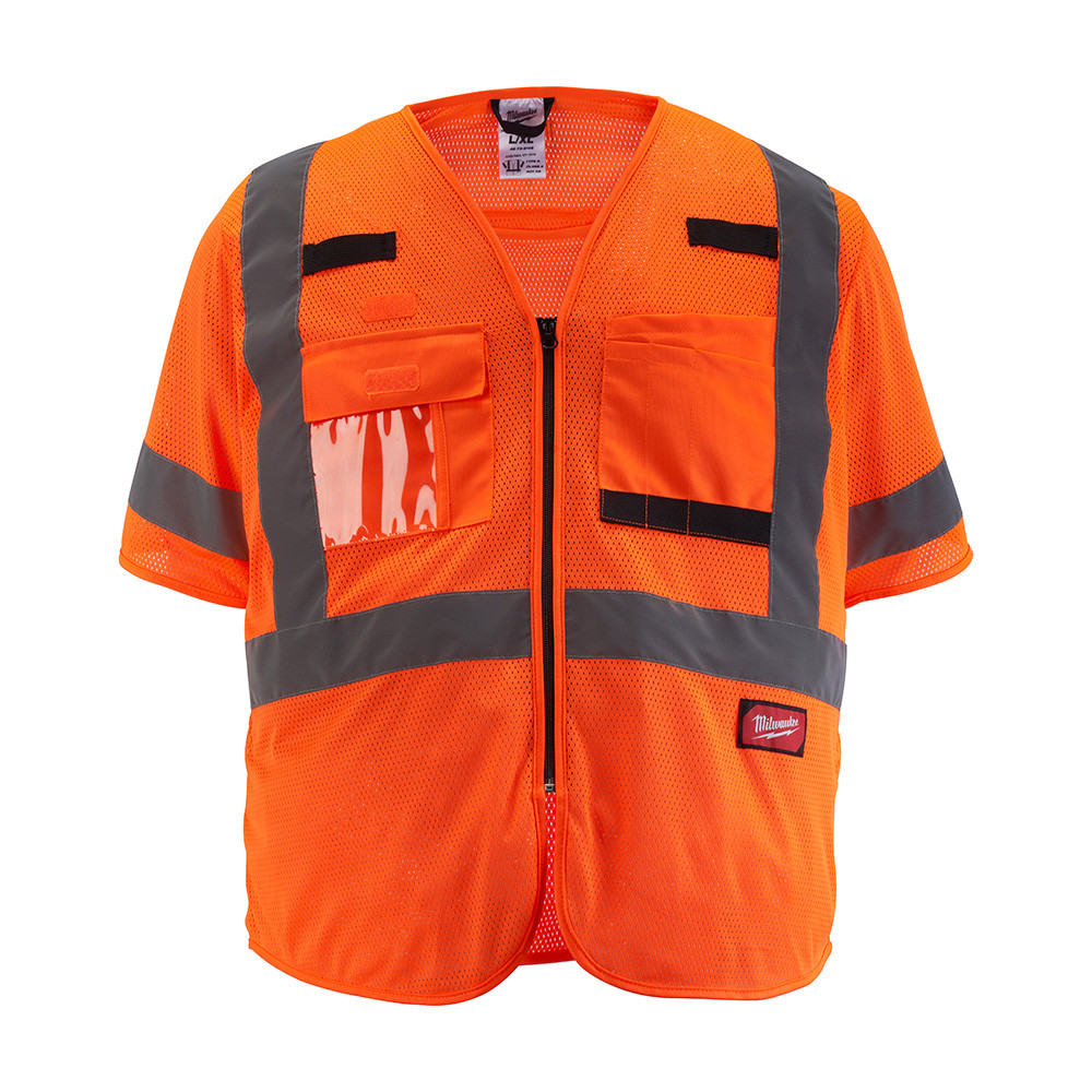 Milwaukee 48-73-5135 Class 3 High Visibility Orange Mesh Safety Vest - S/M