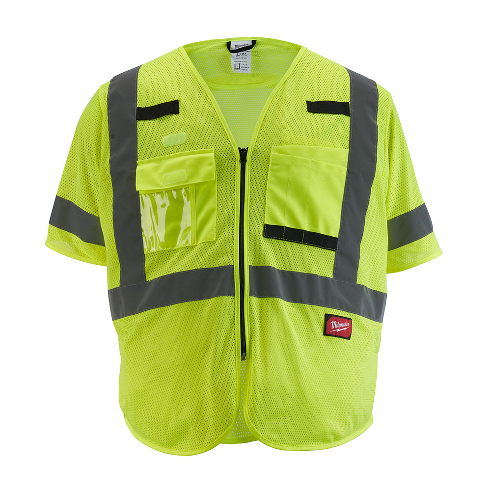 Milwaukee 48-73-5132 Class 3 High Visibility Yellow Mesh Safety Vest - L/XL
