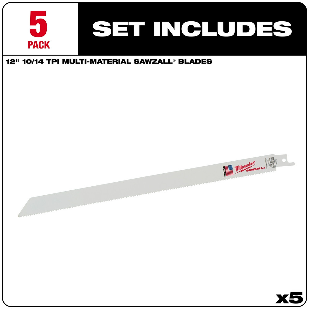 Milwaukee 48-00-5194 12 in. 10/14 TPI SAWZALL Blades 5PK