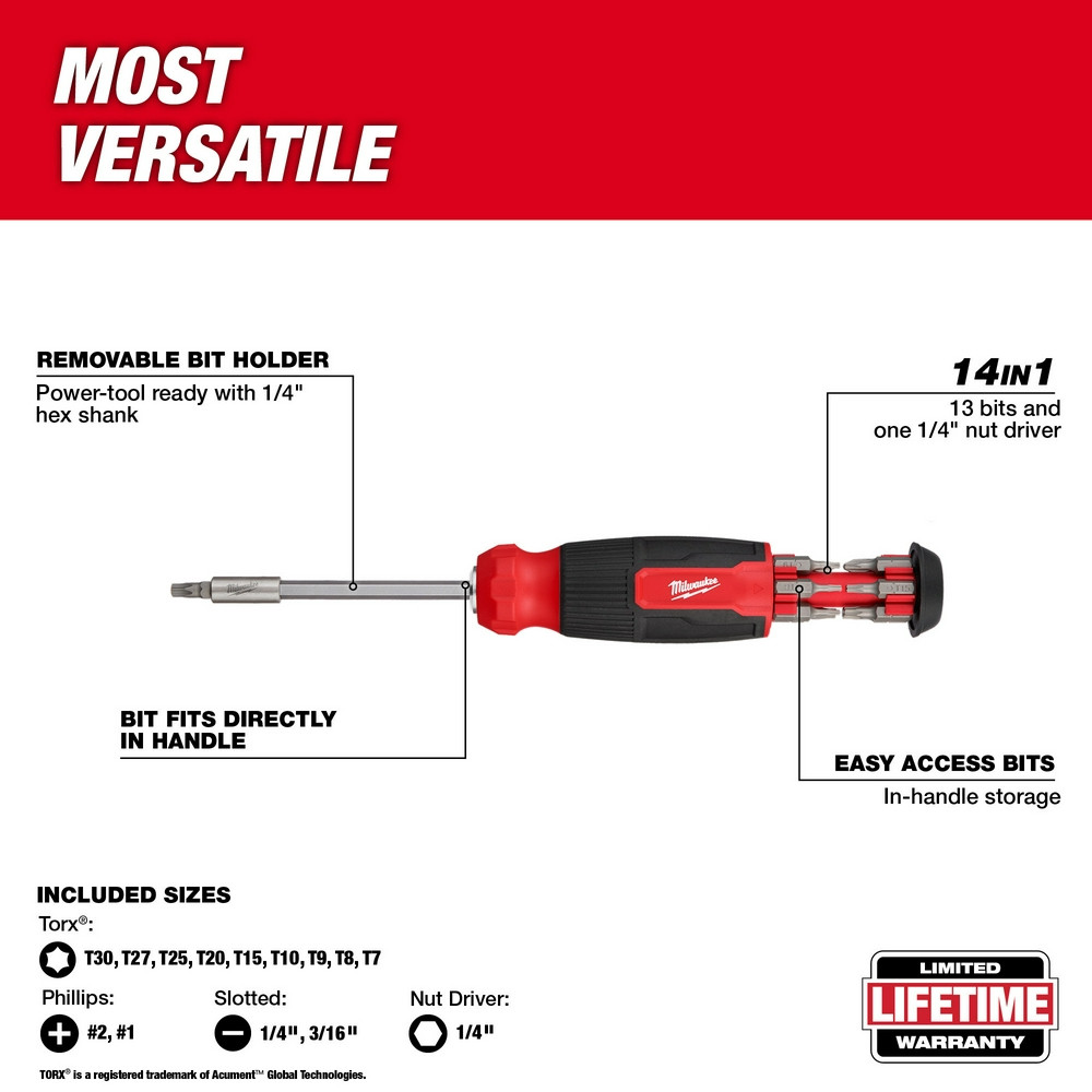 Milwaukee 48-22-2907 14-in-1 TORX Multi-Bit Screwdriver