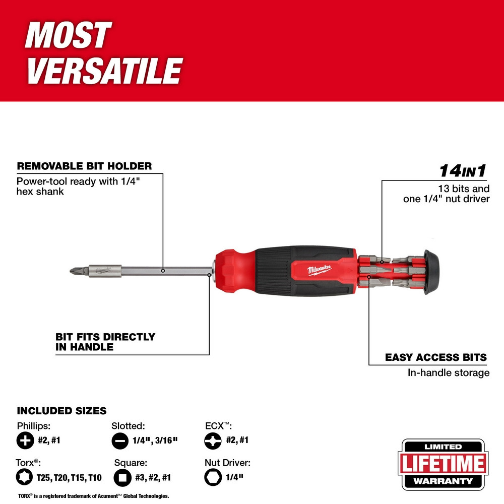 Milwaukee 48-22-2900 14-in-1 Multi-Bit Screwdriver