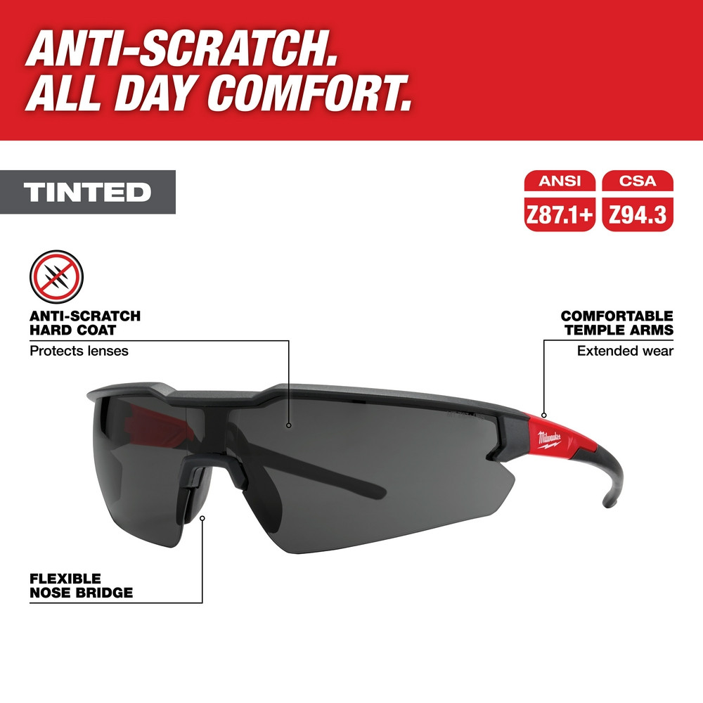 Milwaukee 48-73-2054 3PK Safety Glasses - Tinted Anti-Scratch Lenses